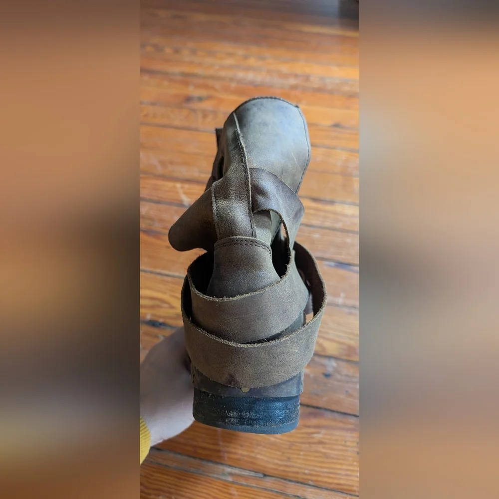 Jeffrey Campbell Free People Brit Intentionally Distressed Brown Leather Boots 9 - Picture 7 of 12